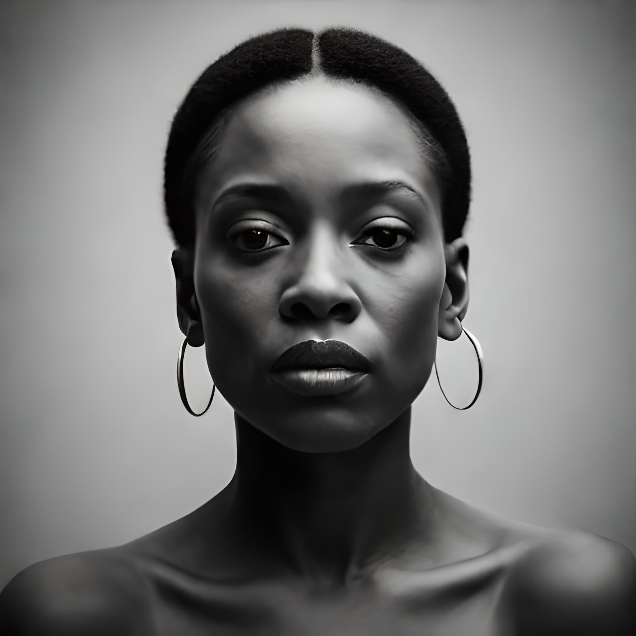 Foto de mulher séria, representatividade negra