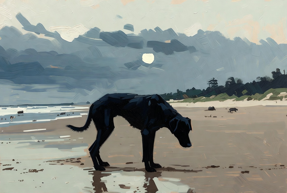 cachorro orelha e o anoitecer