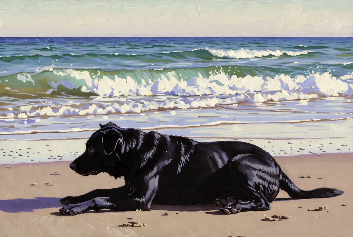 cachorro orelha na praia